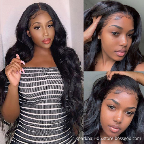 13*4 Body Wave Glueless Swiss Lace Frontal Wigs Raw Indian Human Hair Lace Wigs Virgin Cuticle Aligned Body Wave Lace Front Wig